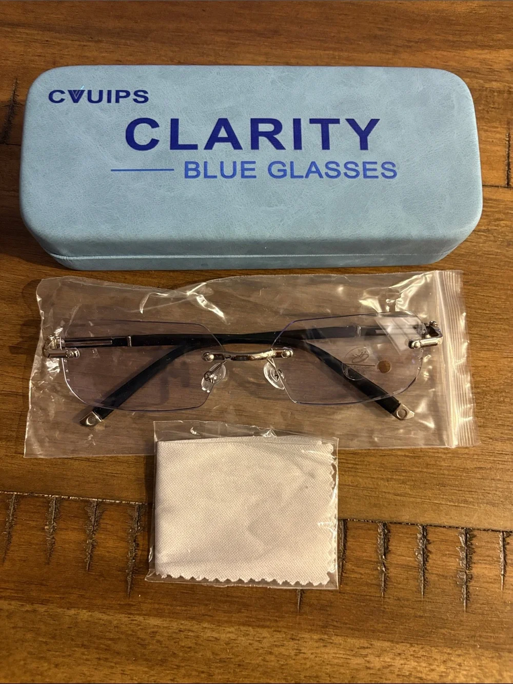Clarity Blue Glasses Rimless Blue Lens Sunglasses